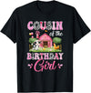 Cow First Birthday Girl Family Cousin Of The Birthday Girl 1St Birthday Cow Farm Family T-Shirt - Black