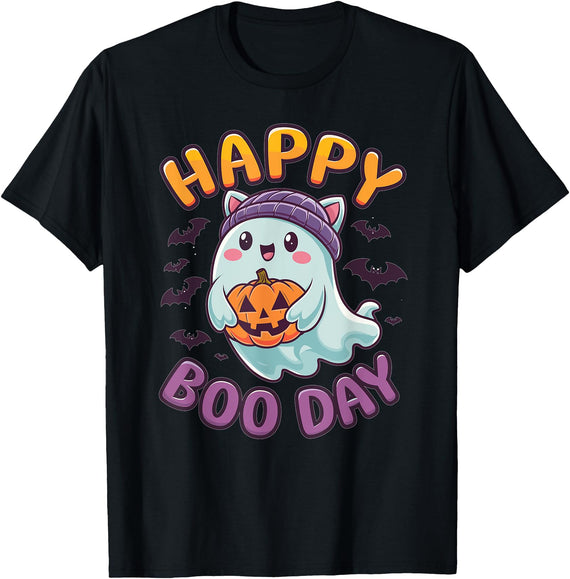 Ghost Happy Boo Day Girls Boys Halloween Happy Birthday Boo Day Party Ghost Halloween T-Shirt - Black