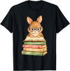 Reading Bunny Rabbit Glasses Book Bookworm Teacher Women T-Shirt in Black