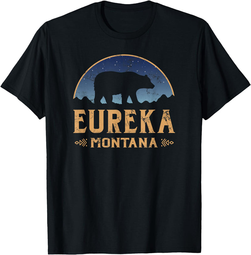 Eureka Montana Wild West Eureka Montana MT Big Sky Country Bear & Mountains T-Shirt - Black