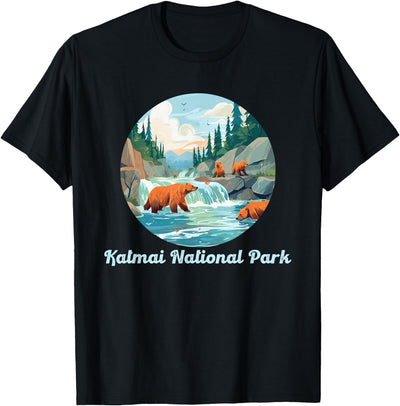 Katmai National Park Alaska Brooks Falls Salmon Bears T-Shirt