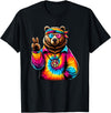 Grizzly Bear Hippie Costumes Peace Sign Tie Dye Grizzly Bear T-Shirt - Black