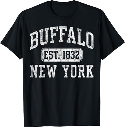 Cow Buffalo New York Ny Vintage Established Sports T-Shirt