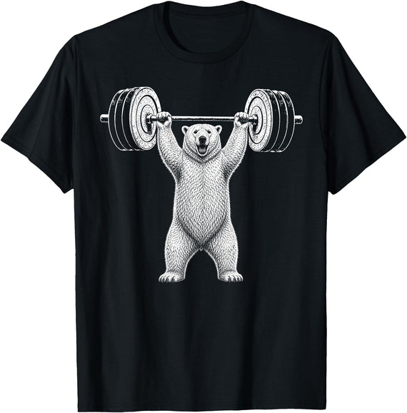 Funny Polar Bear Fitness Meme Polar Bear Gym Deadlift Workout Weightlifting T-Shirt - Black