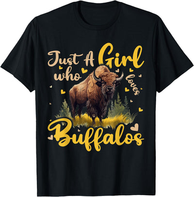 Cow Buffalo Lover Just a Girl Who Loves Buffalos T-Shirt