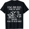 Funny Cows And Dogs Make Me Happy Tee Shirt Cows And Dogs Make Me Happy Humans Make My Head Hurt T-Shirt - Black