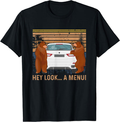 Hey Look A Menu Funny Camping Camper Vintage Bear T-Shirt