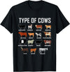 COW Designs By ShirtZilla Types of Cows Shirt Farmer Tee Shirt Costume Cow T-Shirt - Black
