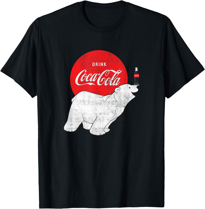 Coca-Cola Polar Bear Bottle Balance T-Shirt - Black