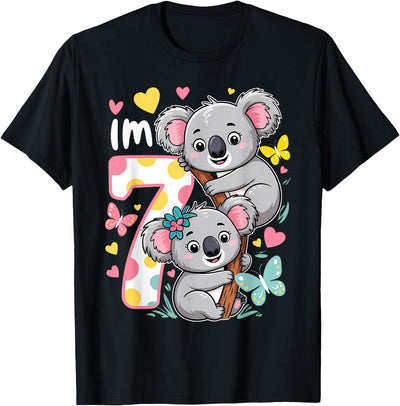 Koala Bear 7th Birthday Girl 7 Year Old Birthday Cute Koalas T-Shirt