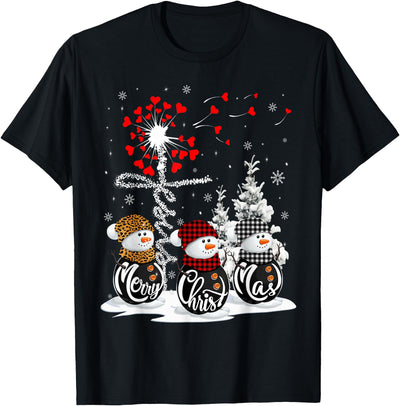 Cow Merry Christmas Snowman Leopard Buffalo Red Plaid T-Shirt