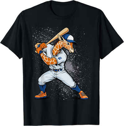 Giraffe Baseball Giraffe Lovers Baseball Player T-Shirt