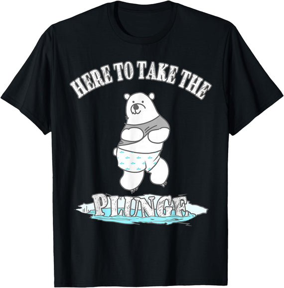 TLHM Polar Bear Gifts Here To Take The Plunge - Polar Bear Freezing Water Plunge T-Shirt - Black