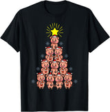 Piggy Go Cute Pig Christmas Tree Gift Shirt Farm Piggies T-Shirt - Black