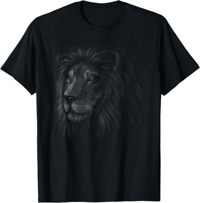 Lion Head Black Art Gifts for Lovers Lions King of Animals T-Shirt