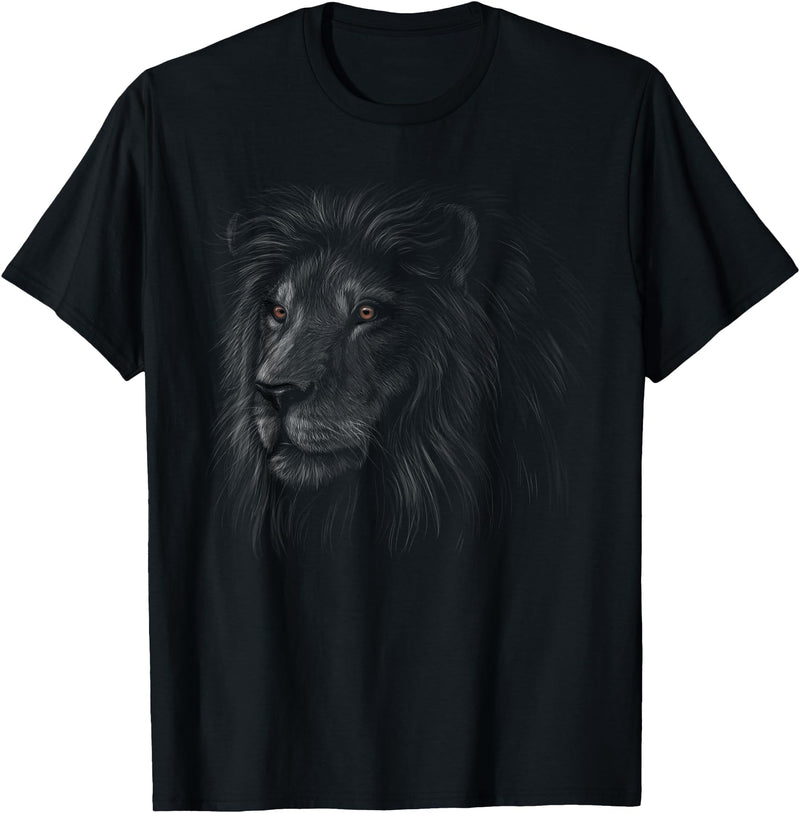black animals art Lion Head Black Art Gifts for Lovers Lions King of Animals T-Shirt - As Pictured