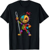 Colorful Voodoo Doll Patchwork Horror Halloween Creepy Rainbow Voodoo Doll with Needle Halloween T-Shirt - Black