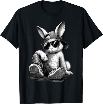 Bunny in Sunglasses and Cap Pencil Sketch Tee