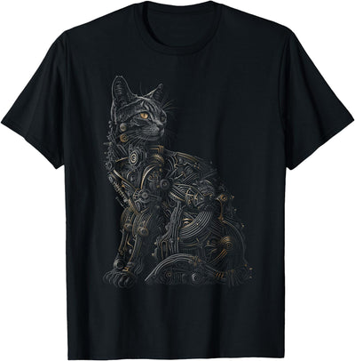 Cat Lover Mechanical Design Cat Steampunk Graphic for Cat Lovers T-Shirt