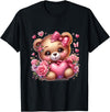 funny amazing valentine bear with heart T-Shirt - Black