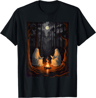 Vintage Ghost Book Reading Halloween Teachers Vintage Ghost Book Reading Camping Gothic Halloween Teachers T-Shirt