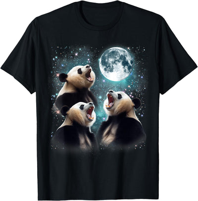 3 Panda Moon Howling Panda Head Funny for Men, Women, Kid T-Shirt