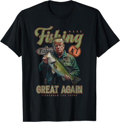 Make Fishing Great Again Funny Bass Fishing Donald Trump T-Shirt