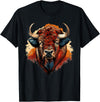 Safari Animal Art Buffalo Portrait Bison Drawing Splash Artwork Animal Print T-Shirt - Black
