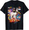 Funny Rainbow Sloth Llama in space Co. Sloth Llama Galaxy Pizza Taco Burrito Rainbow Funny Surreal T-Shirt - Black