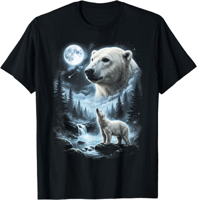 Polar Bear Howling at Moon 90's Retro T-Shirt