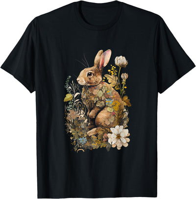 Cottagecore Floral Rabbit Botanical T-Shirt