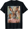Happy Easter Bunny Rabbit Flower Graphic Art Girl Women T-Shirt in Black