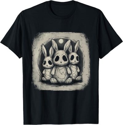 Three Ghost Skull Bunnies Gothic T-Shirt