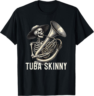 Brass Bone Threads Tuba Skinny Skeleton Jazz Band Vintage Music Graphic Tee T-Shirt