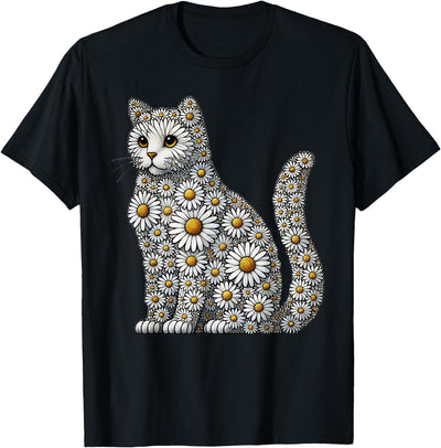 Daisies Cats Lover Flower Gardening Apparel Daisy Cat Flower Gardening Floral T-Shirt