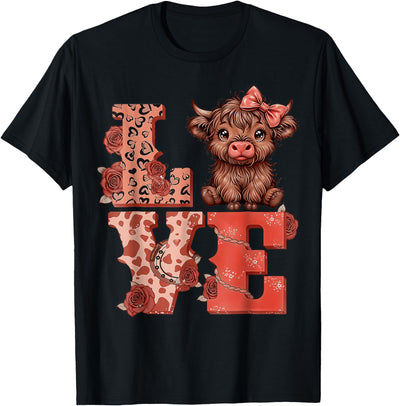Love Highland Cow't Shir't Cow Cute T-Shirt