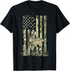 Camouflage Bunny Rabbit American Flag Hunting Rabbit Hunter T-Shirt in Black
