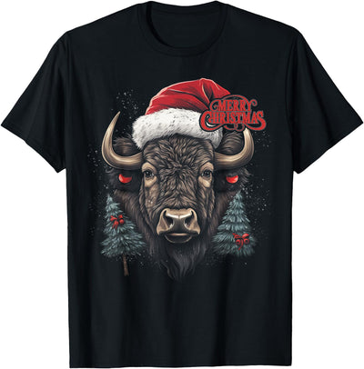 Buffalo Bison Christmas Funny Family Matching Santa Holiday T-Shirt