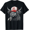 Hot Mess Highland Cow Humor Tee Co. Hot Mess Highland Cow Funny Cute Coffee Lover Graphic T-Shirt - Black