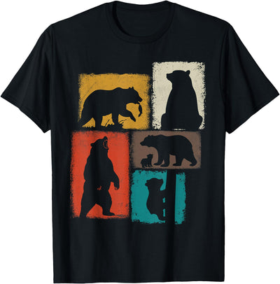 Bear Vintage Collage Outdoorsman Wildlife Lover T-Shirt