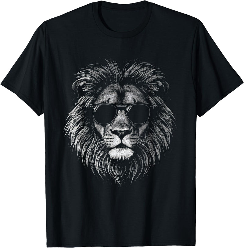 Cute Lion graphic for boys kids men women Lion with Sunglasses Lion Graphic Men Women Kids Boys Girls T-Shirt - Black
