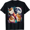 Magic Moon Three Guinea Pig Moon | 3 Guinea Pig Moon Funny Cursed Meme T-Shirt - Black