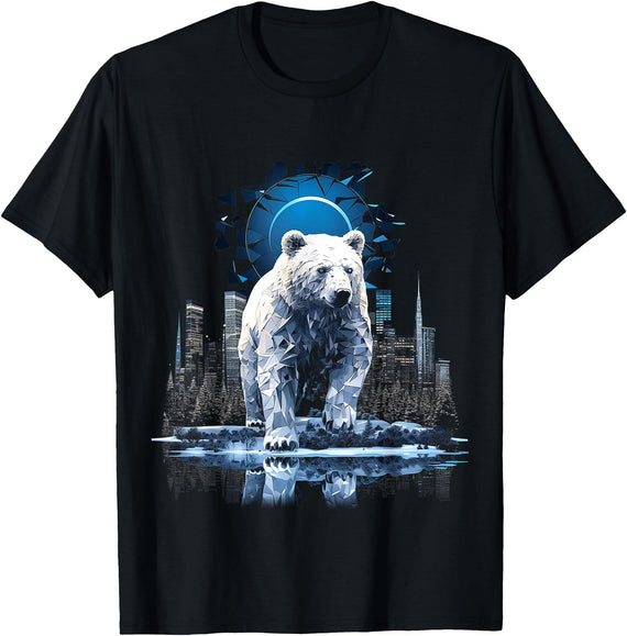 @n!mal Polar Bear Love Polygon Animal Art Graphic Polar Bear T-Shirt - As Pictured