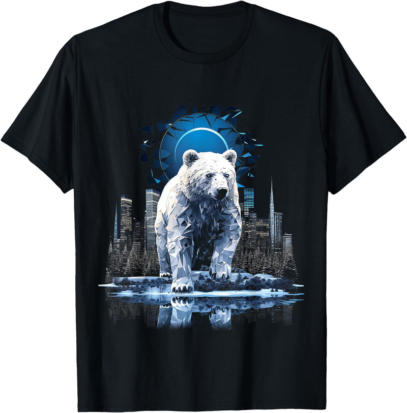 @n!mal Polar Bear Love Polygon Animal Art Graphic Polar Bear T-Shirt - As Pictured