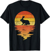 Bunny 70s Vintage Retro Sunset Rabbit T-Shirt in Black