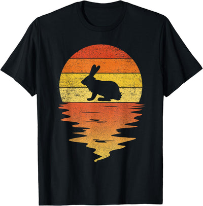 Retro Sunset Rabbit Silhouette T-Shirt