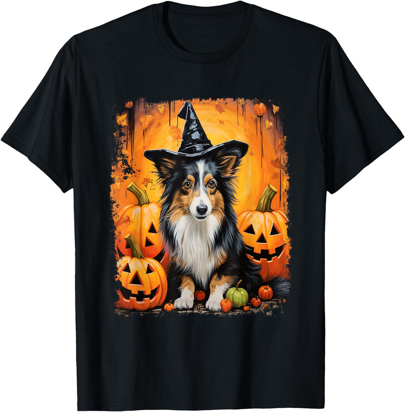 DoggoUnleashed Clothing Sheltie Shetland Sheepdog Halloween T-Shirt - Black