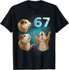 Guinea Pig 67 Meme Trending Vibe 67 Meme Guinea Pig Howling at The Moon Six Seven T-Shirt - Black