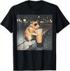 Hamster Drinking Iced Coffee Funny Animal Meme Men Women T-Shirt - Black