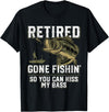 Funny Bass Fishing Shirts & Gifts For Men Retired Gone Fishin' Unisex Adult Humor Bass Fishing T-Shirt Black Medium - Black